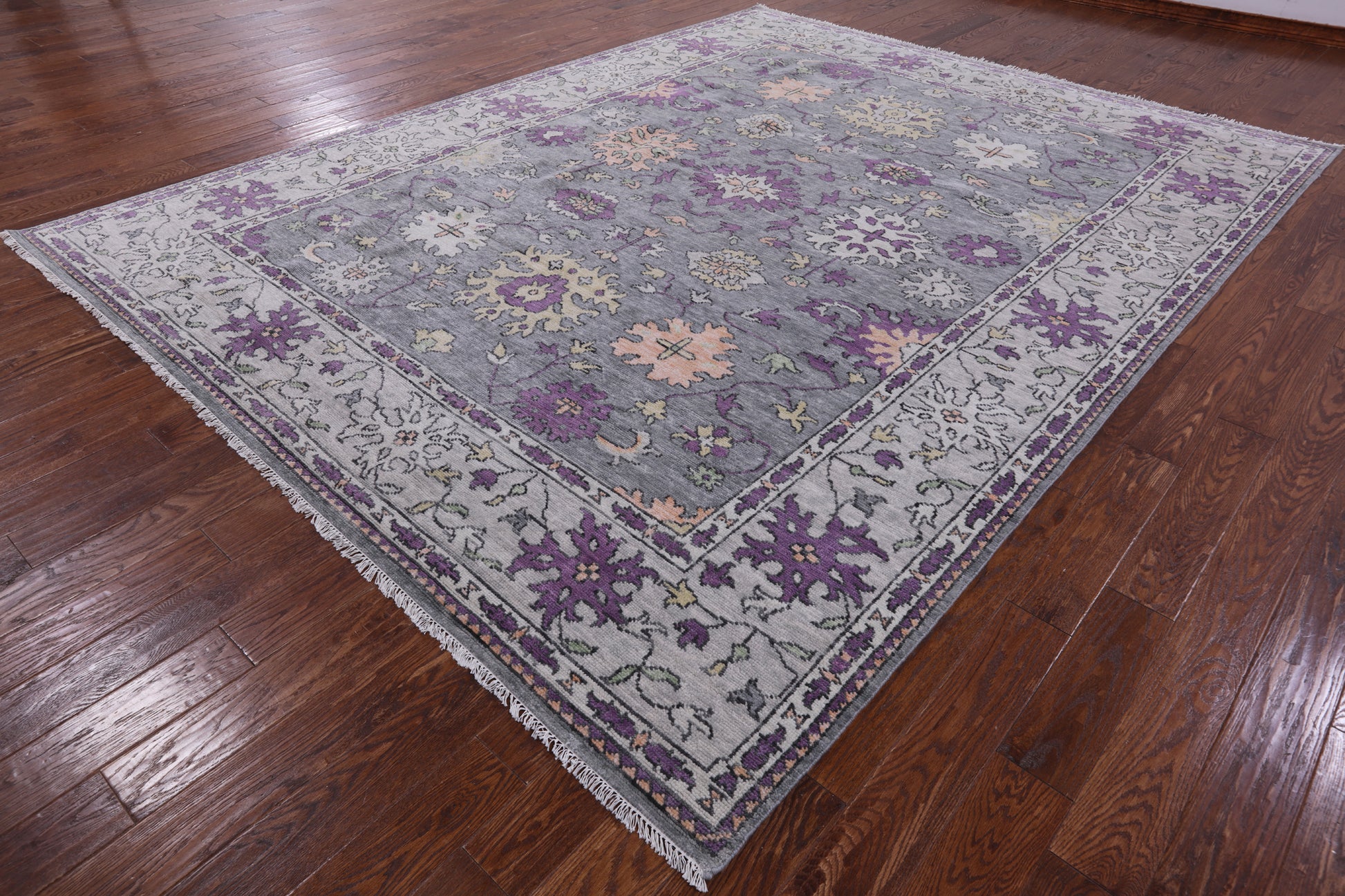Grey Turkish Oushak Hand Knotted Wool Rug - 9' 2" X 11' 11" - Golden Nile