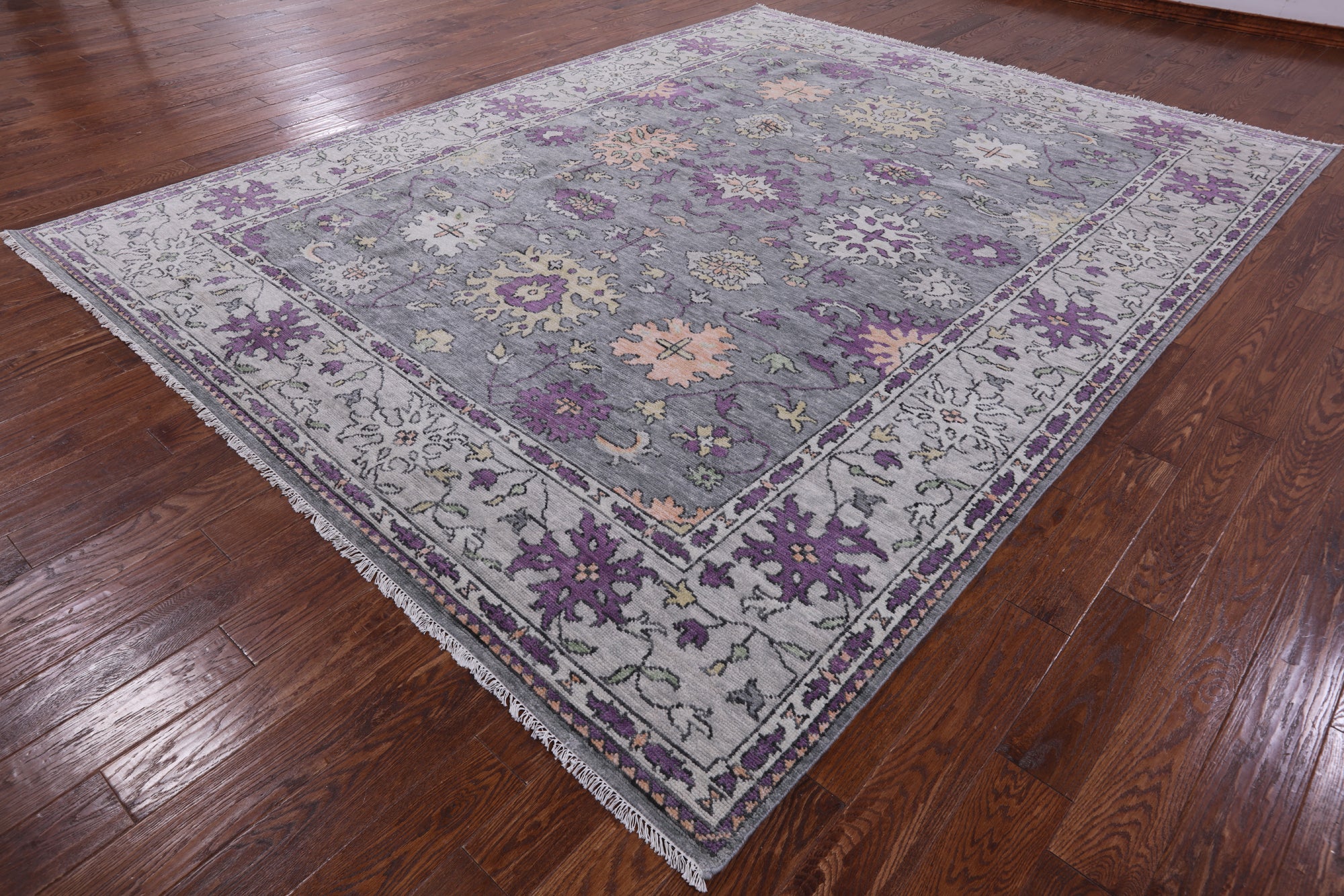 Grey Turkish Oushak Hand Knotted Wool Rug - 9' 2" X 11' 11" - Golden Nile