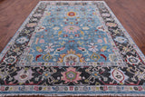 Blue Turkish Oushak Hand Knotted Wool Rug - 9' 3" X 12' 3" - Golden Nile