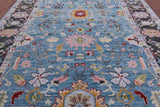 Blue Turkish Oushak Hand Knotted Wool Rug - 9' 3" X 12' 3" - Golden Nile