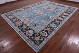 Blue Turkish Oushak Hand Knotted Wool Rug - 9' 3" X 12' 3" - Golden Nile