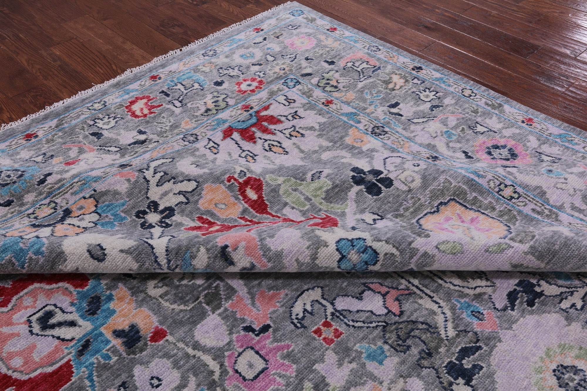 Grey Turkish Oushak Hand Knotted Wool Rug - 9' 3" X 11' 8" - Golden Nile