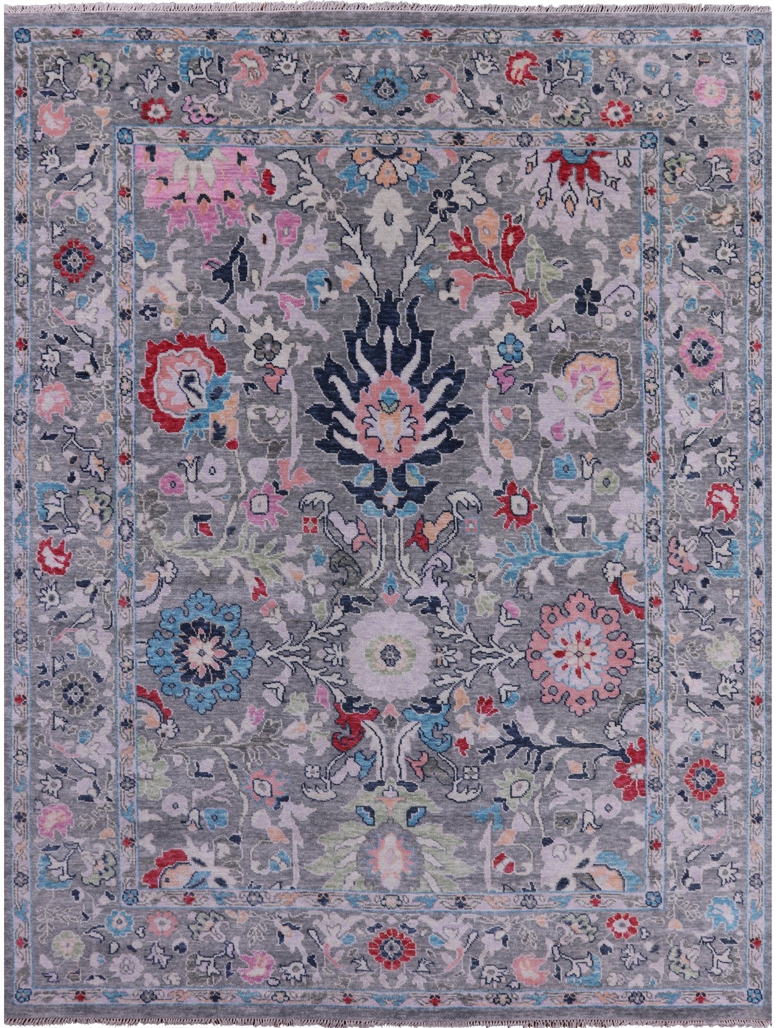 Grey Turkish Oushak Hand Knotted Wool Rug - 9' 3" X 11' 8" - Golden Nile