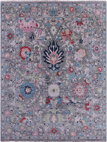 Grey Turkish Oushak Hand Knotted Wool Rug - 9' 3