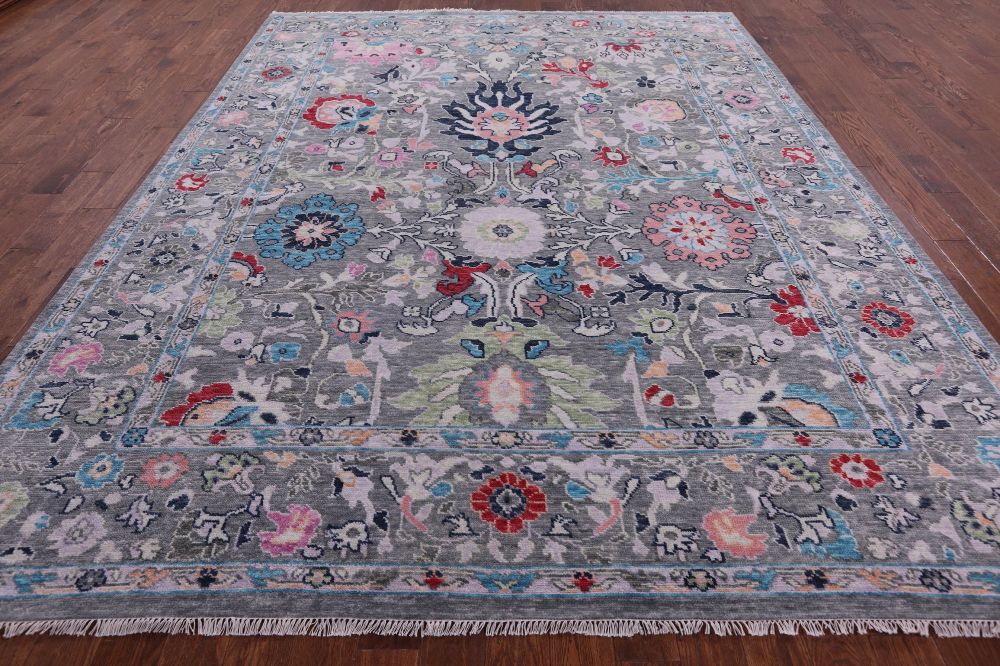 Grey Turkish Oushak Hand Knotted Wool Rug - 9' 3" X 11' 8" - Golden Nile