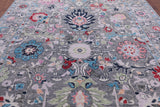 Grey Turkish Oushak Hand Knotted Wool Rug - 9' 3" X 11' 8" - Golden Nile