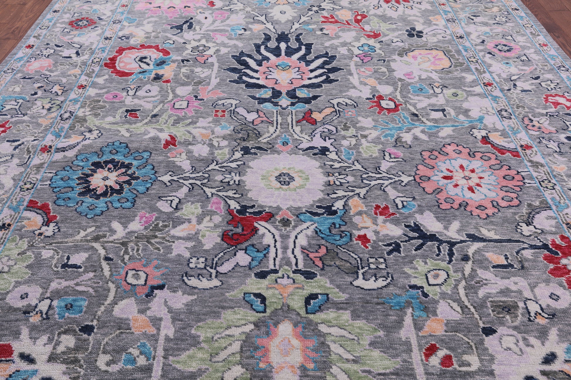 Grey Turkish Oushak Hand Knotted Wool Rug - 9' 3" X 11' 8" - Golden Nile