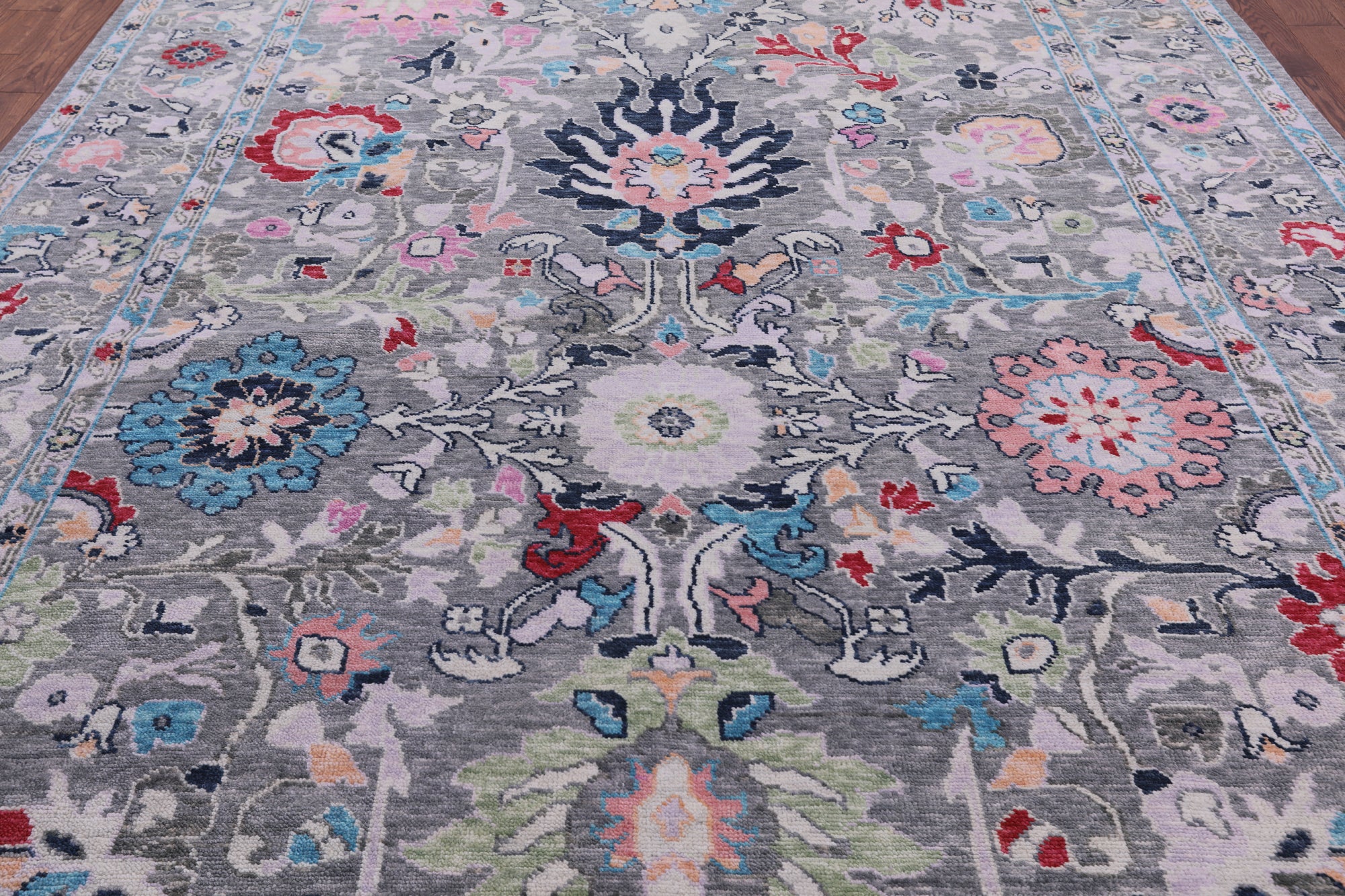Grey Turkish Oushak Hand Knotted Wool Rug - 9' 3" X 11' 8" - Golden Nile