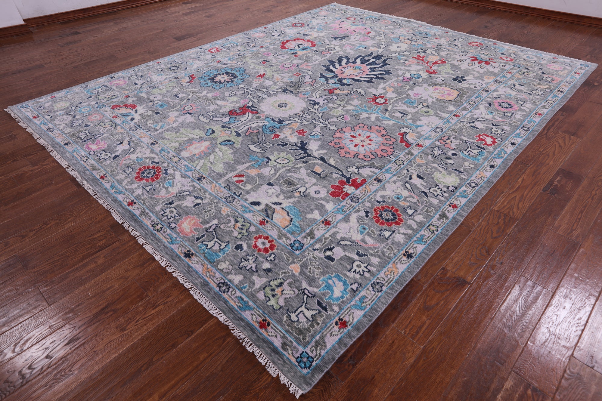 Grey Turkish Oushak Hand Knotted Wool Rug - 9' 3" X 11' 8" - Golden Nile
