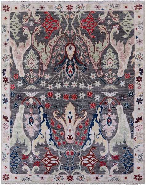 Grey Turkish Oushak Hand Knotted Wool Rug - 9' 5" X 11' 8" - Golden Nile