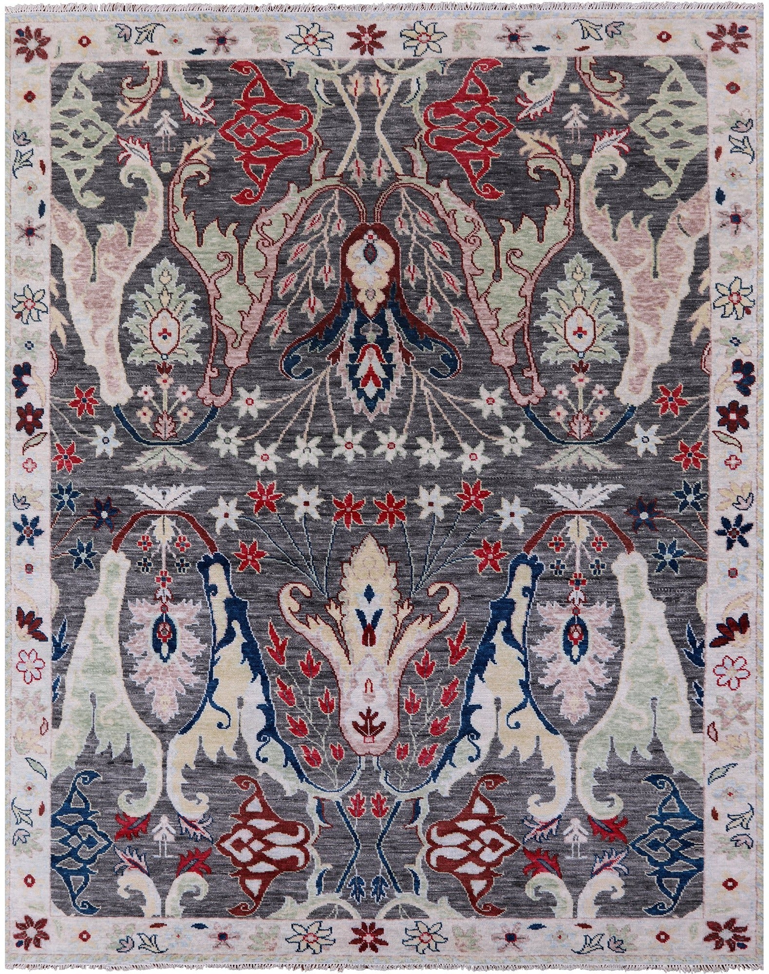 Grey Turkish Oushak Hand Knotted Wool Rug - 9' 5" X 11' 8" - Golden Nile