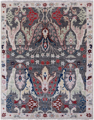 Grey Turkish Oushak Hand Knotted Wool Rug - 9' 5