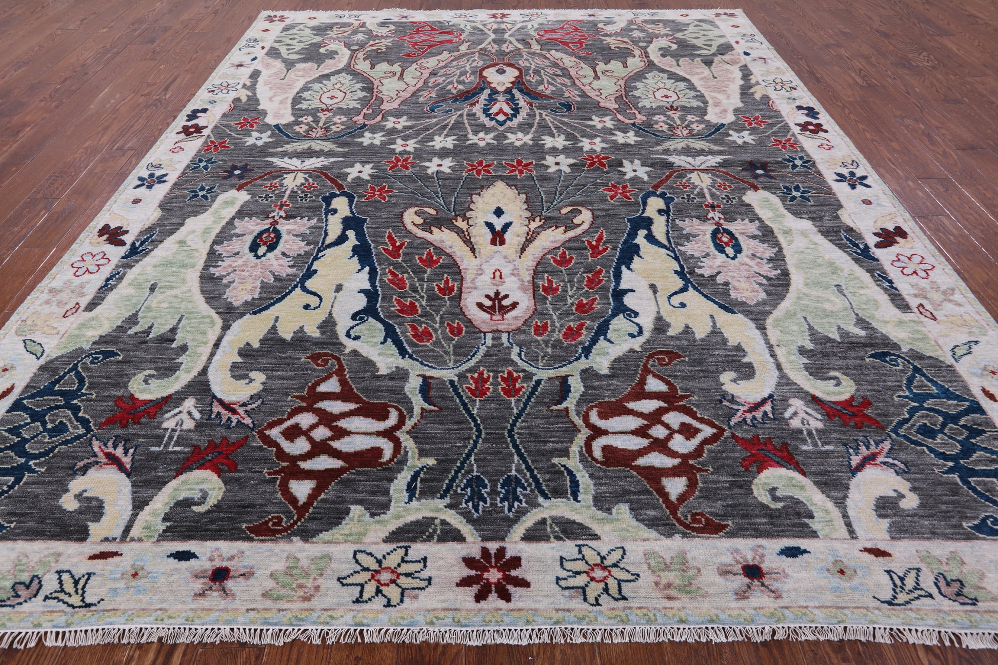 Grey Turkish Oushak Hand Knotted Wool Rug - 9' 5" X 11' 8" - Golden Nile