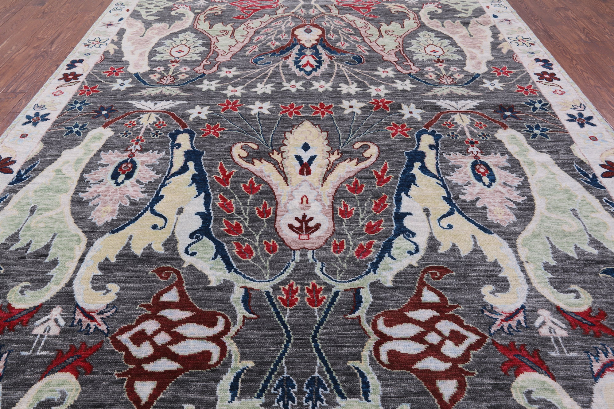 Grey Turkish Oushak Hand Knotted Wool Rug - 9' 5" X 11' 8" - Golden Nile