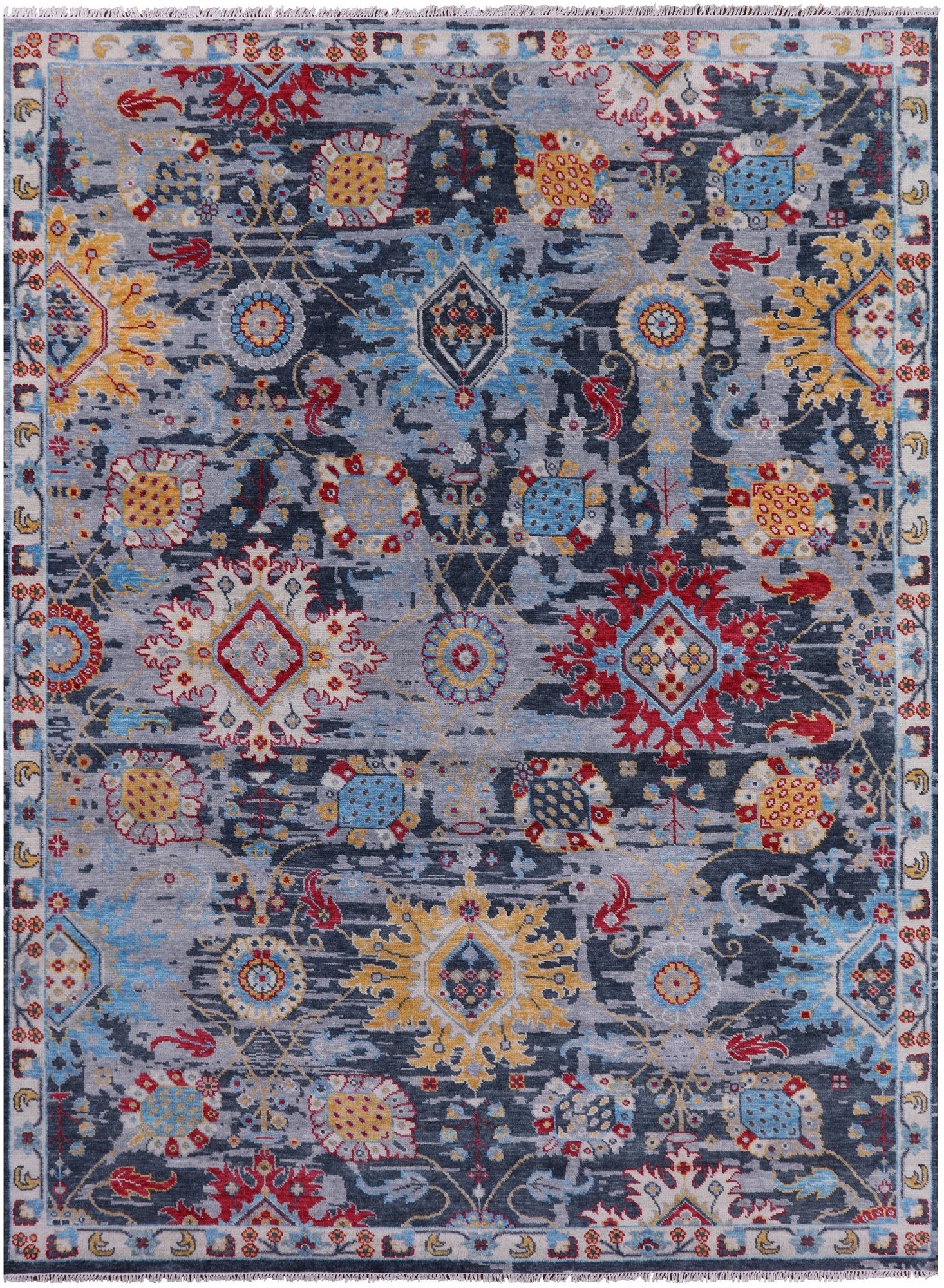 Turkish Oushak Hand Knotted Wool Rug - 9' 2" X 12' 2" - Golden Nile