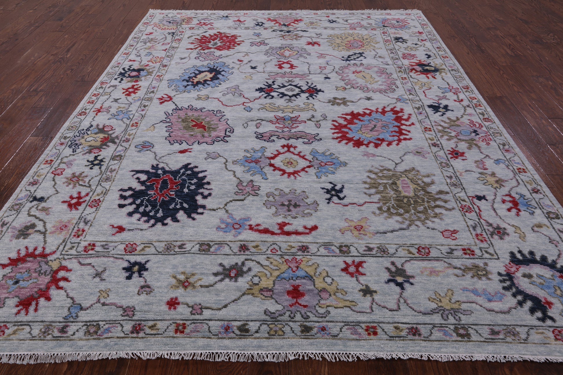Blue Turkish Oushak Hand Knotted Wool Rug - 8' 2" X 10' 2" - Golden Nile