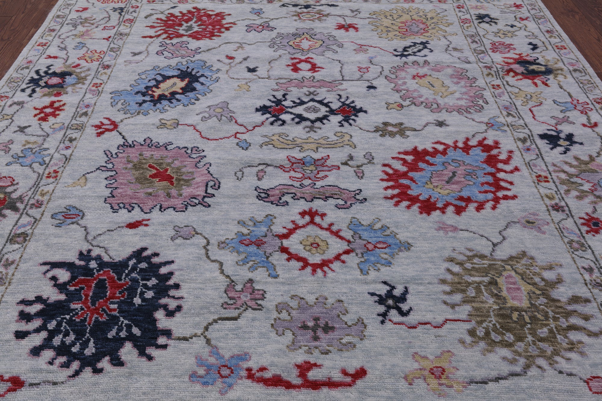 Blue Turkish Oushak Hand Knotted Wool Rug - 8' 2" X 10' 2" - Golden Nile