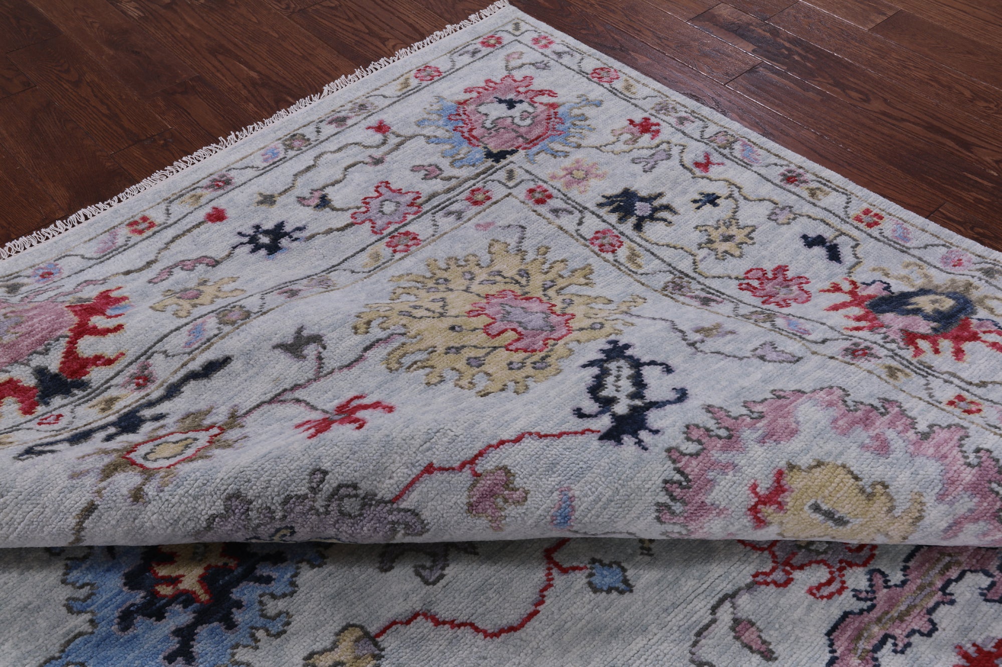 Blue Turkish Oushak Hand Knotted Wool Rug - 8' 2" X 10' 2" - Golden Nile