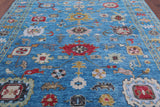 Blue Turkish Oushak Hand Knotted Wool Rug - 8' 3" X 9' 9" - Golden Nile