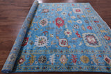 Blue Turkish Oushak Hand Knotted Wool Rug - 8' 3" X 9' 9" - Golden Nile