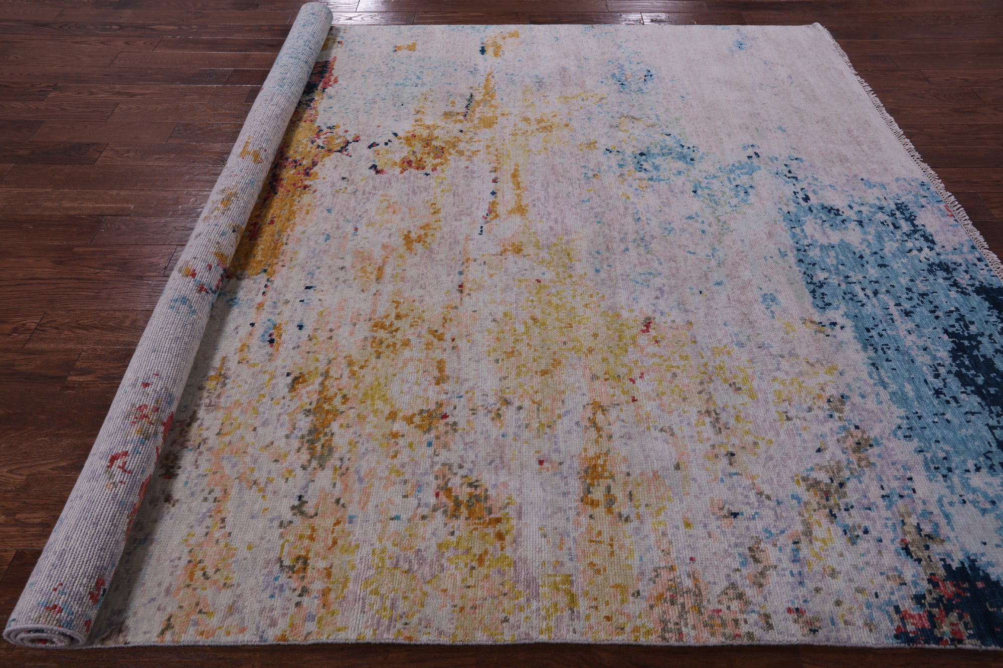 Modern Hand Knotted Wool Rug - 8' 1" X 9' 10" - Golden Nile
