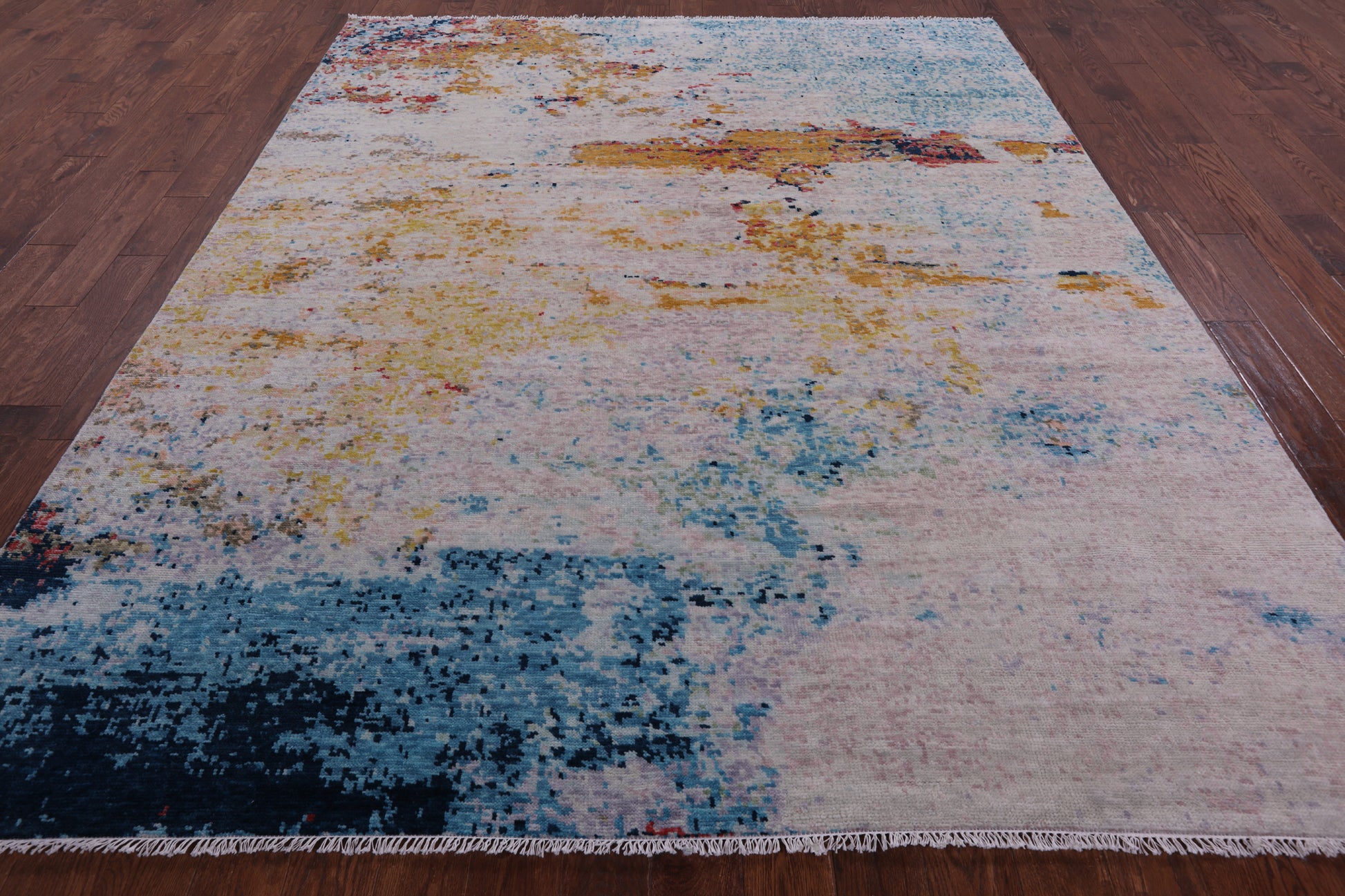 Modern Hand Knotted Wool Rug - 8' 1" X 9' 10" - Golden Nile
