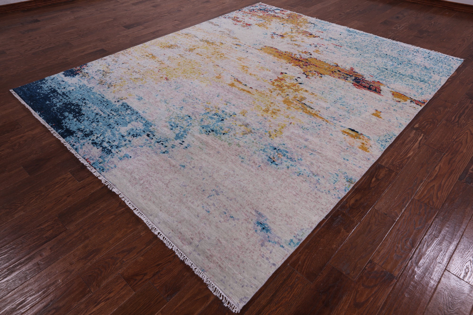 Modern Hand Knotted Wool Rug - 8' 1" X 9' 10" - Golden Nile