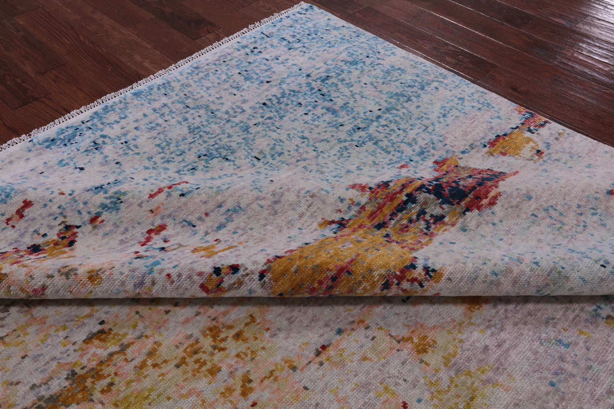Modern Hand Knotted Wool Rug - 8' 1" X 9' 10" - Golden Nile