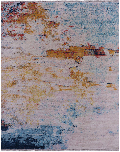 Modern Hand Knotted Wool Rug - 8' 1" X 9' 10" - Golden Nile