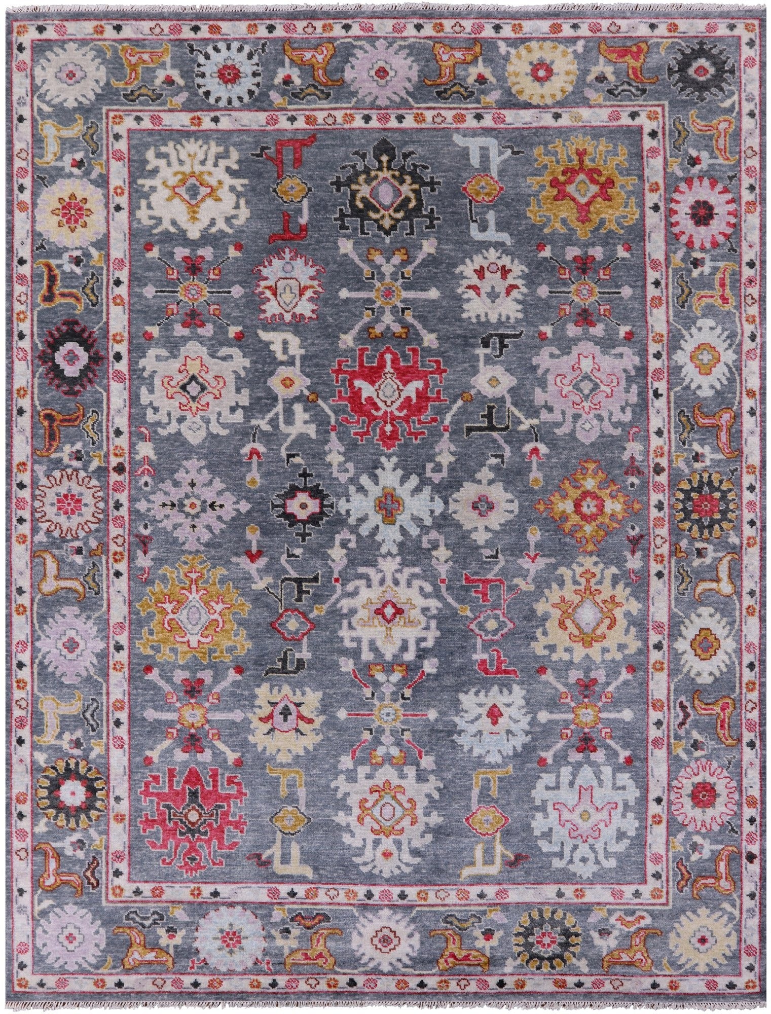 Grey Turkish Oushak Hand Knotted Wool Rug - 9' 3" X 11' 10" - Golden Nile