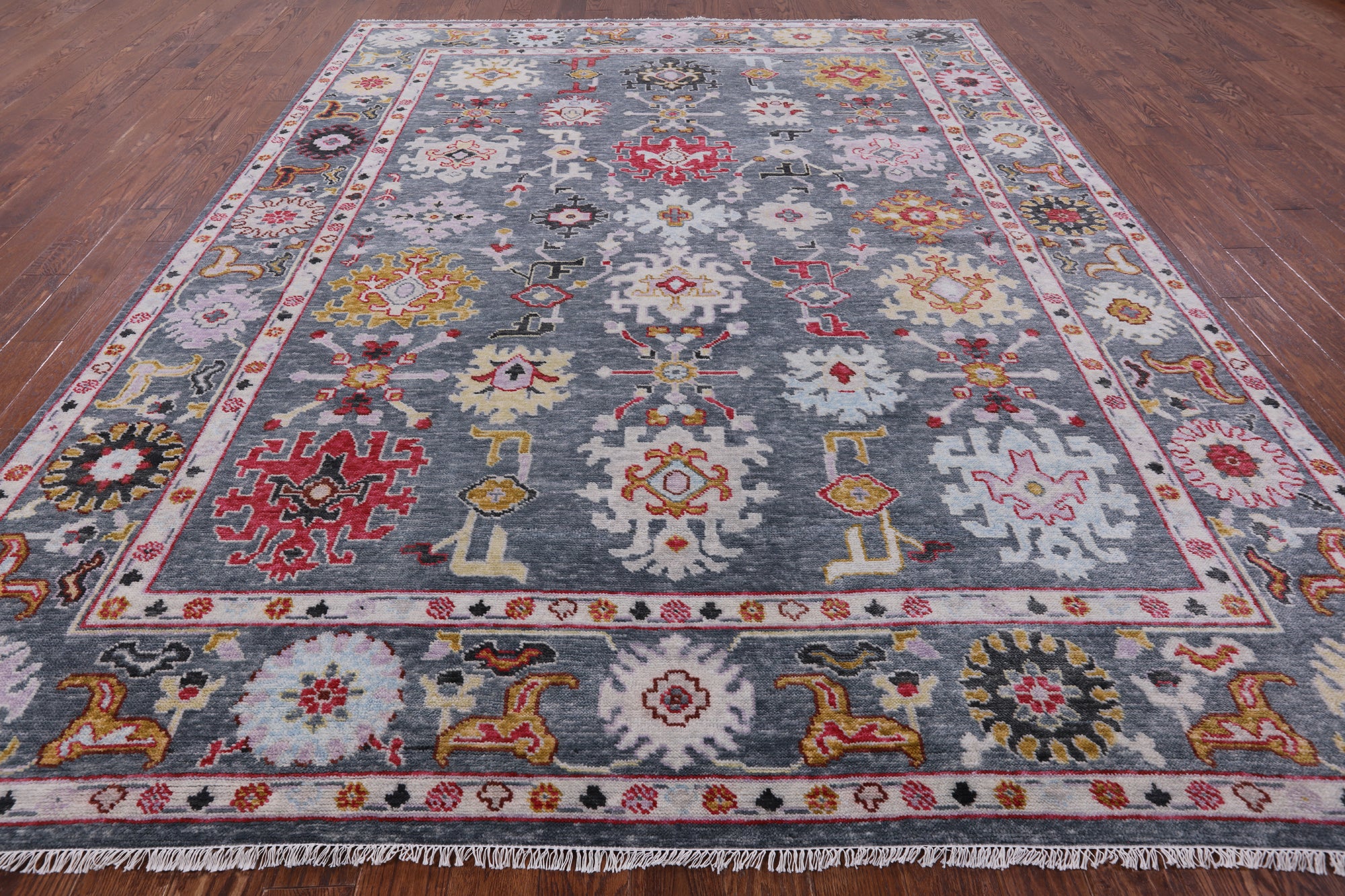 Grey Turkish Oushak Hand Knotted Wool Rug - 9' 3" X 11' 10" - Golden Nile
