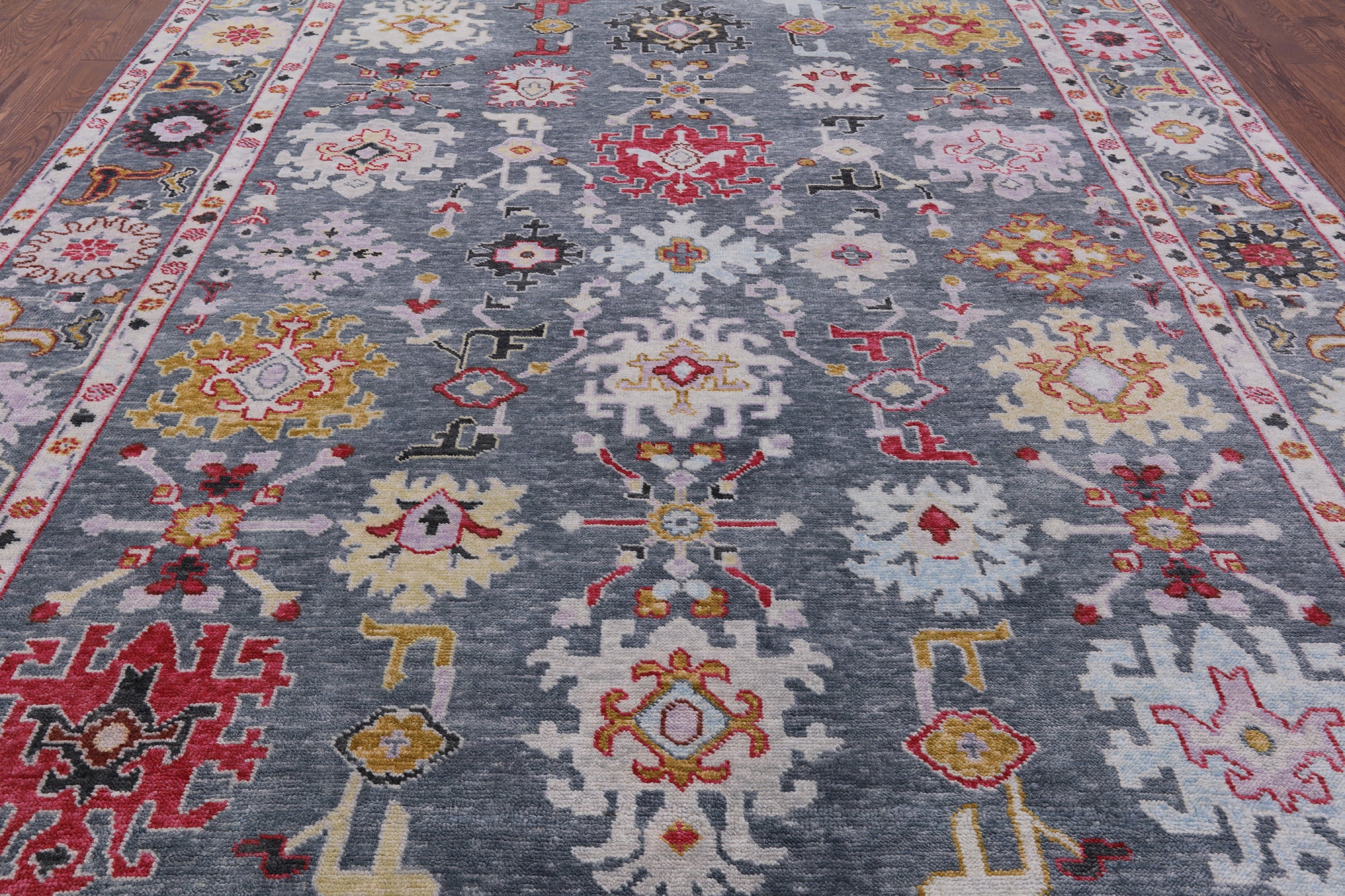 Grey Turkish Oushak Hand Knotted Wool Rug - 9' 3" X 11' 10" - Golden Nile
