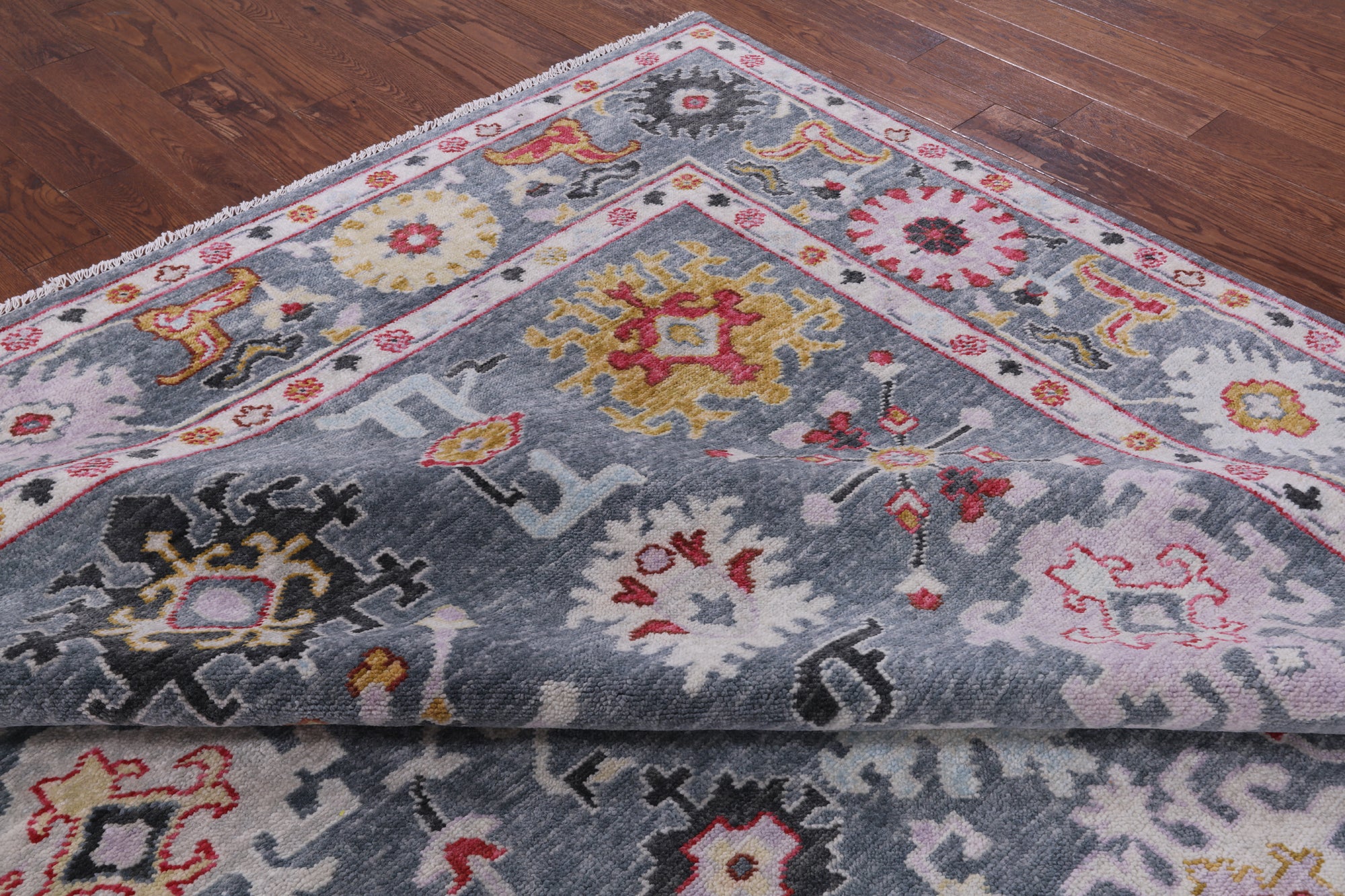 Grey Turkish Oushak Hand Knotted Wool Rug - 9' 3" X 11' 10" - Golden Nile