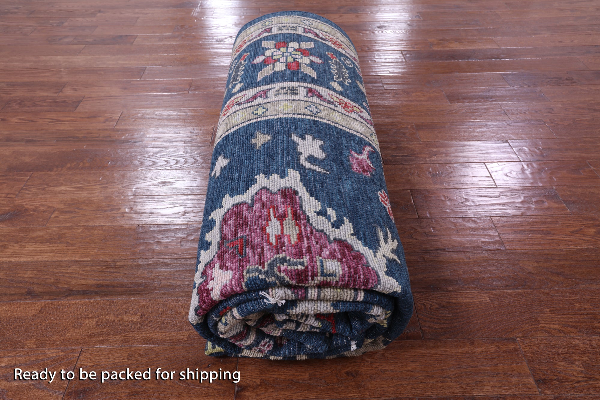Blue Turkish Oushak Hand Knotted Wool Rug - 10' 2" X 13' 10" - Golden Nile