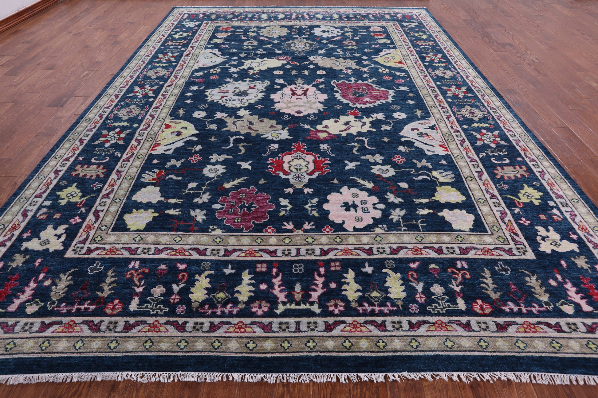 Blue Turkish Oushak Hand Knotted Wool Rug - 10' 2" X 13' 10" - Golden Nile