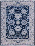 Blue Turkish Oushak Hand Knotted Wool Rug - 9' 0" X 12' 0" - Golden Nile