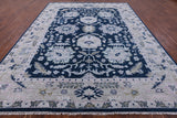 Blue Turkish Oushak Hand Knotted Wool Rug - 9' 0" X 12' 0" - Golden Nile