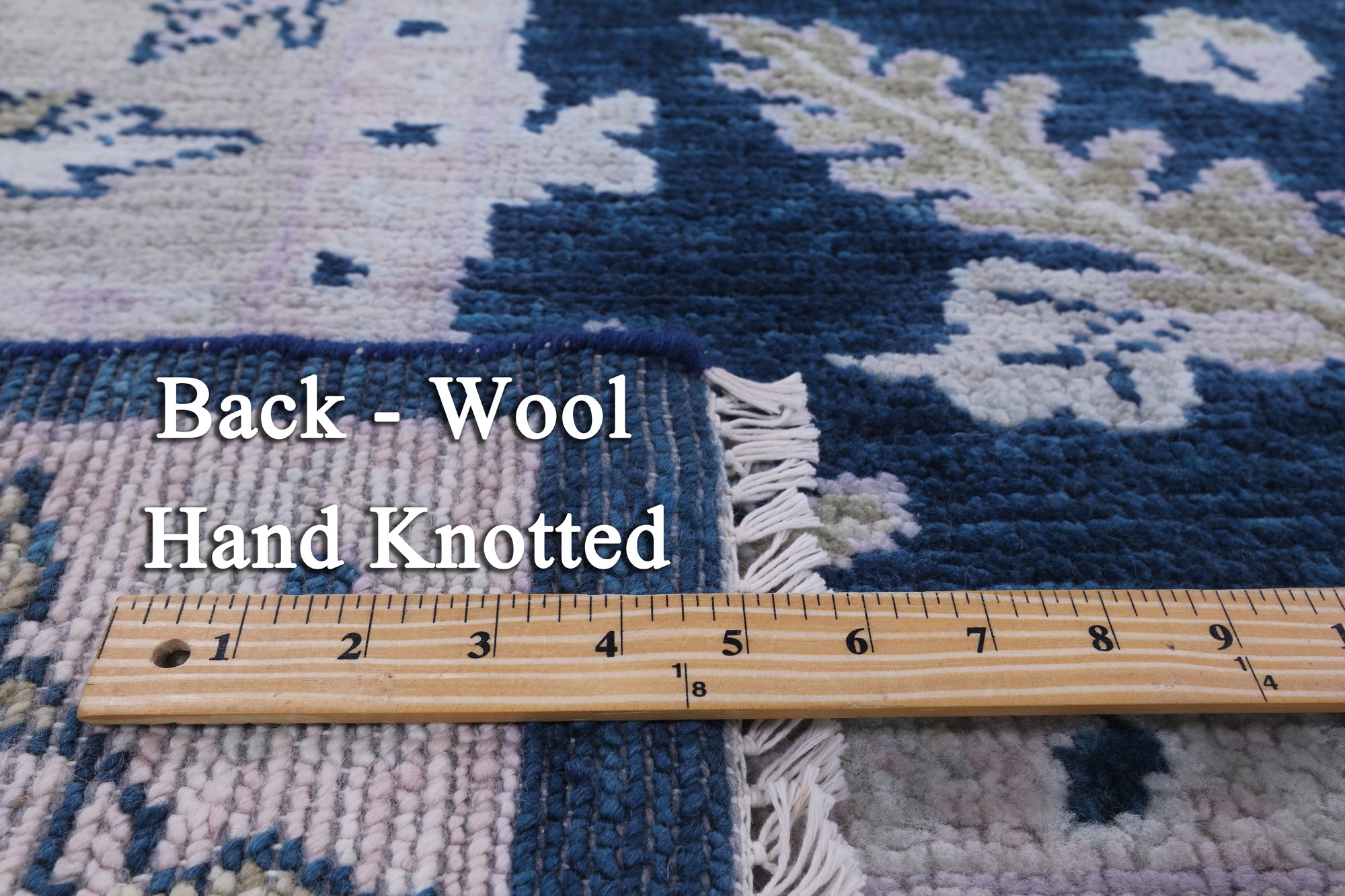 Blue Turkish Oushak Hand Knotted Wool Rug - 9' 0" X 12' 0" - Golden Nile