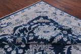 Blue Turkish Oushak Hand Knotted Wool Rug - 9' 0" X 12' 0" - Golden Nile