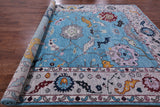 Blue Turkish Oushak Hand Knotted Wool Rug - 9' 2" X 11' 11" - Golden Nile