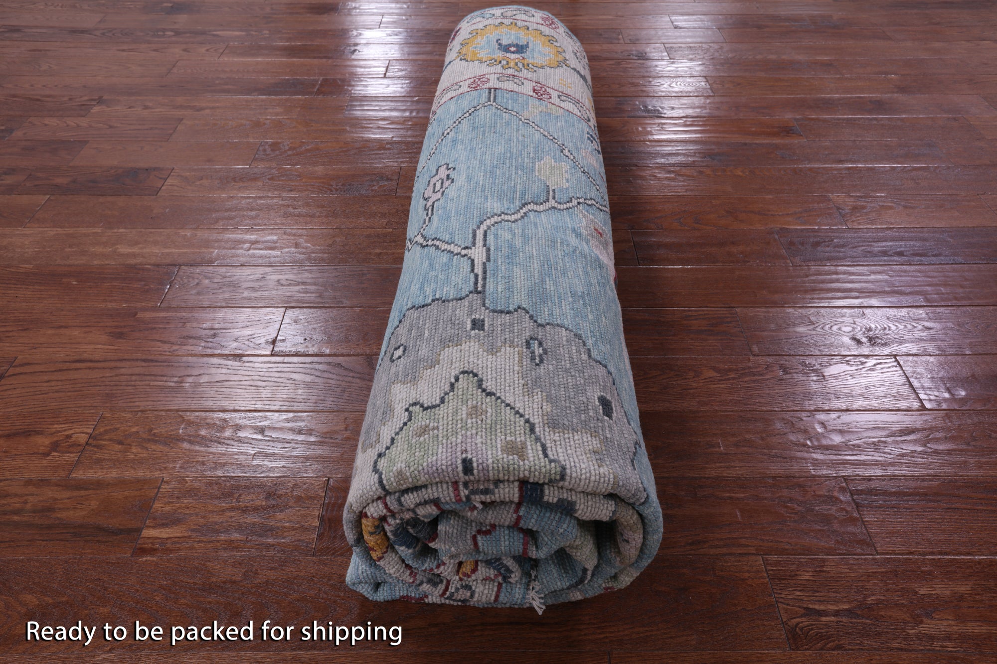 Blue Turkish Oushak Hand Knotted Wool Rug - 9' 2" X 11' 11" - Golden Nile