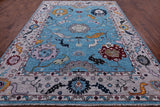 Blue Turkish Oushak Hand Knotted Wool Rug - 9' 2" X 11' 11" - Golden Nile