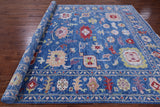 Blue Turkish Oushak Hand Knotted Wool Rug - 9' 1" X 11' 6" - Golden Nile