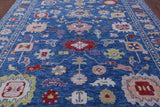 Blue Turkish Oushak Hand Knotted Wool Rug - 9' 1" X 11' 6" - Golden Nile