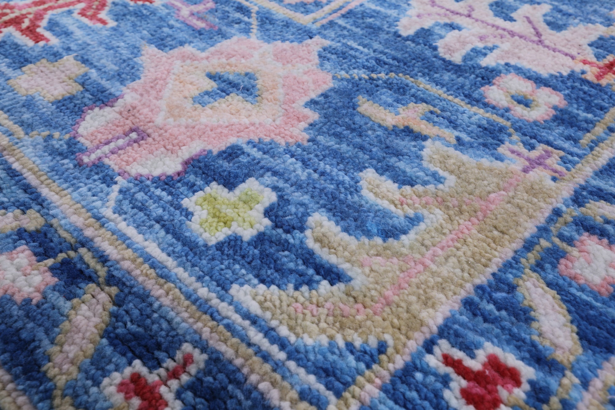 Blue Turkish Oushak Hand Knotted Wool Rug - 9' 1" X 11' 6" - Golden Nile