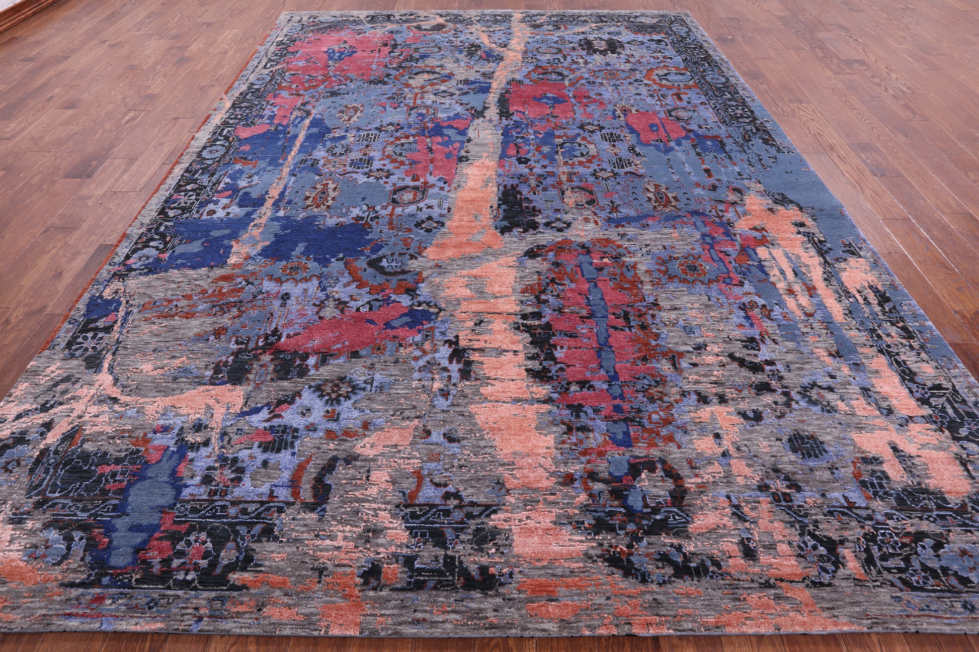 Modern Hand Knotted Wool & Silk Rug - 9' 1" X 12' 4" - Golden Nile