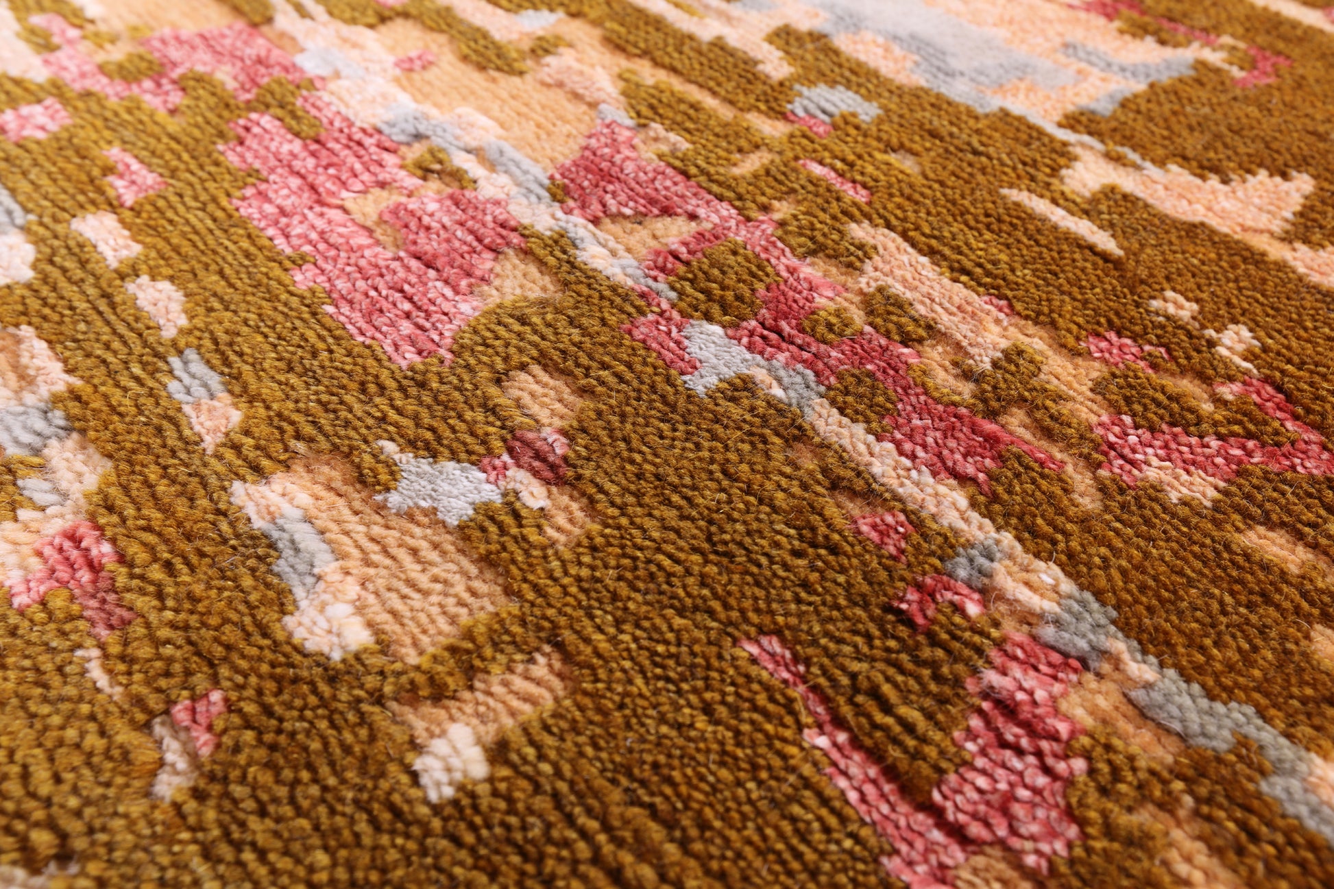 Abstract Contemporary Handmade Wool & Silk Rug - 9' 0" X 12' 0" - Golden Nile