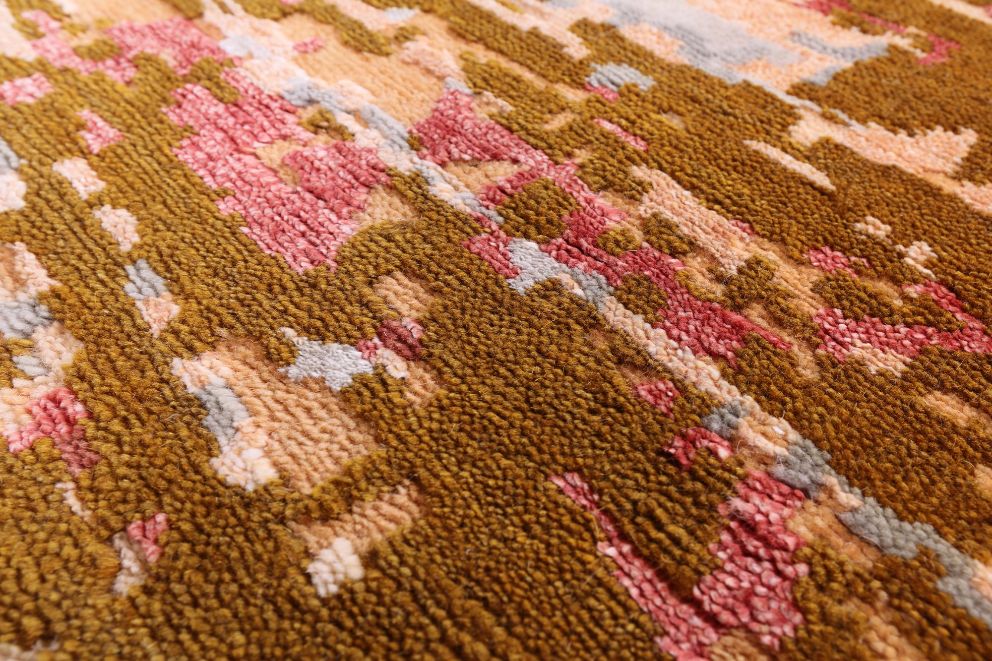 Abstract Contemporary Handmade Wool & Silk Rug - 9' 0" X 12' 0" - Golden Nile