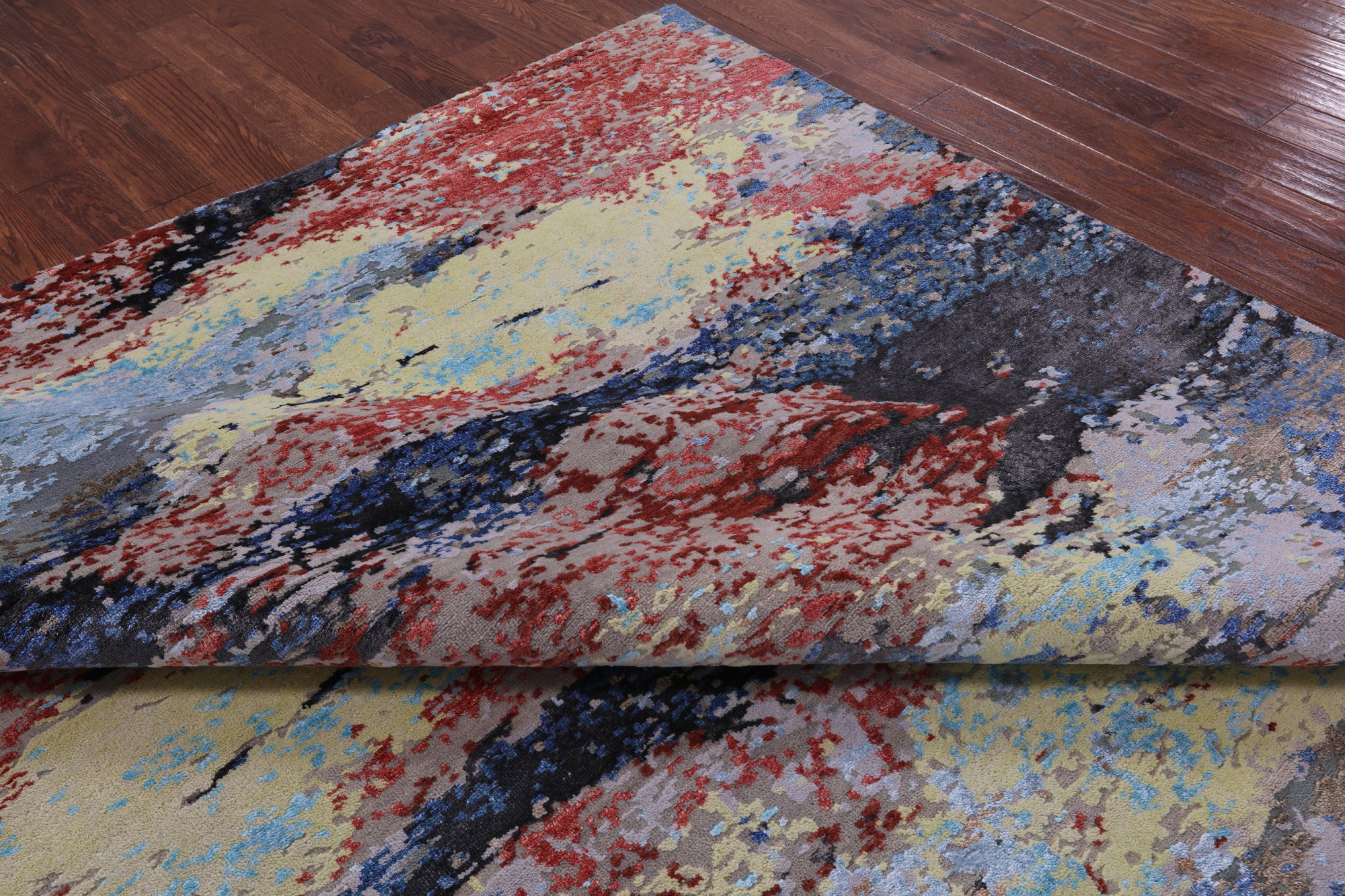 Contemporary Hand Knotted Wool & Silk Rug - 9' 0" X 11' 10" - Golden Nile