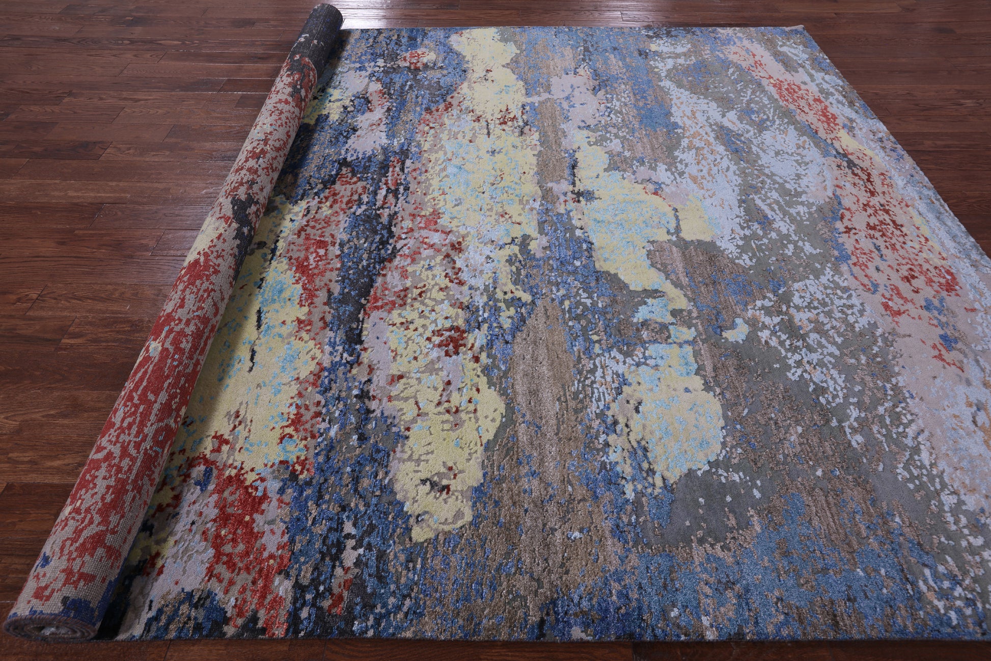 Contemporary Hand Knotted Wool & Silk Rug - 9' 0" X 11' 10" - Golden Nile
